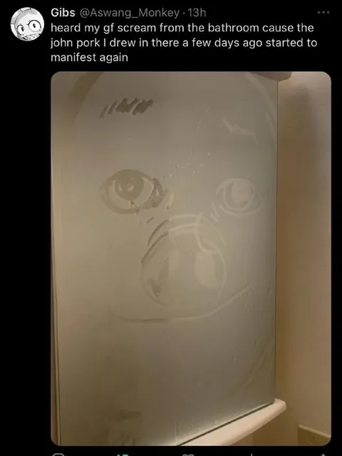 John Pork Manifesting in the Bathroom