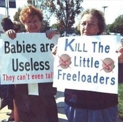 Babies Are Useless Protest Signs