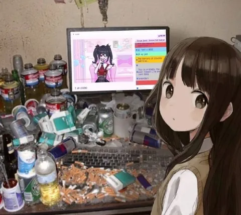 Anime Streamer in a Trash-Filled Room