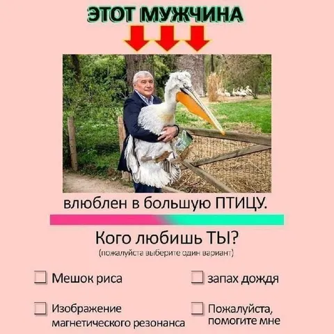 Мужчина и большая птица