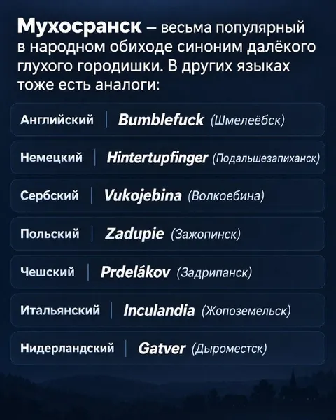 Мухосранск на разных языках