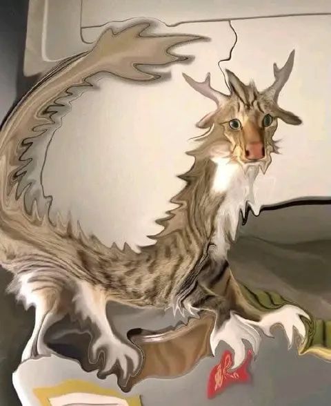 Кот-дракон в зеркале