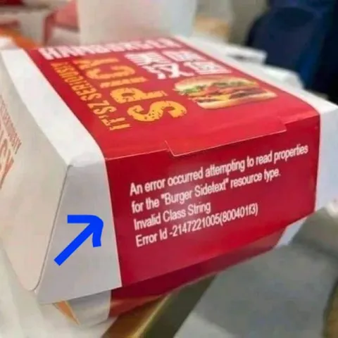 Burger Box Error Message