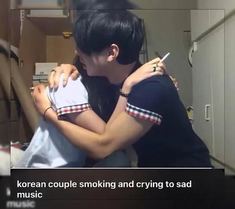 Korean Couple Smoking and Crying
