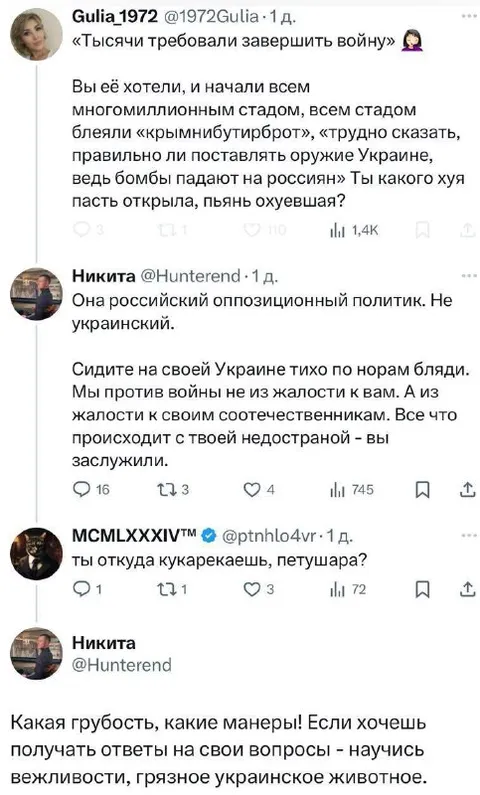 Грубый спор в комментариях
