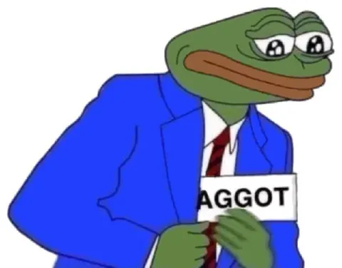 Pepe Holding an AGGOT Sign