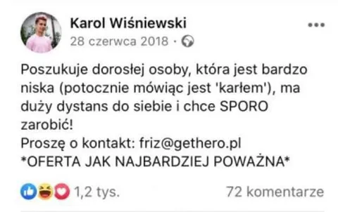 Oferta dla bardzo niskiej osoby