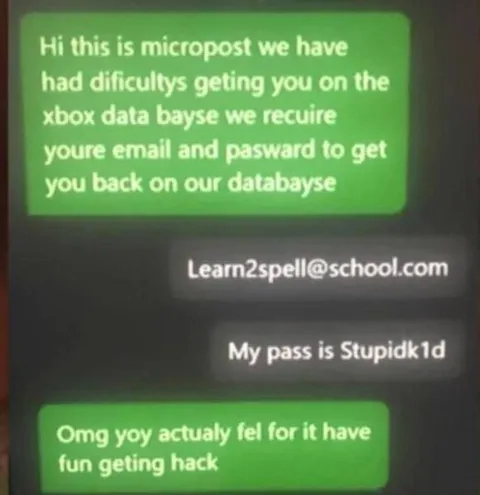 Badly Spelled Xbox Phishing Scam