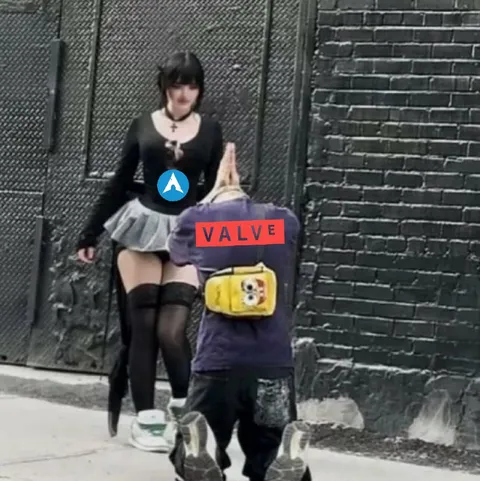 Valve Kneeling Before Goth Girl