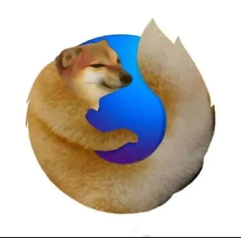 Шиба-ину обнимает Firefox