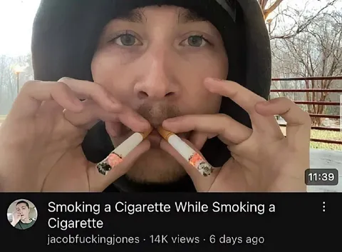 Smoking a Cigarette While Smoking a Cigarette