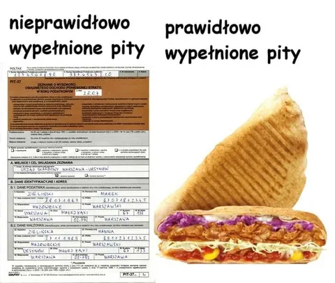 Prawidłowo wypełnione pity