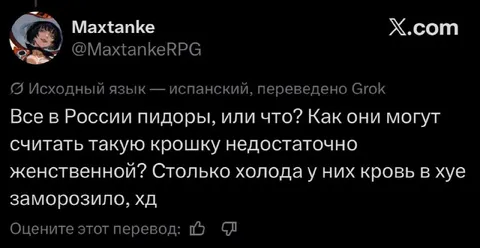Абсурдный перевод Grok