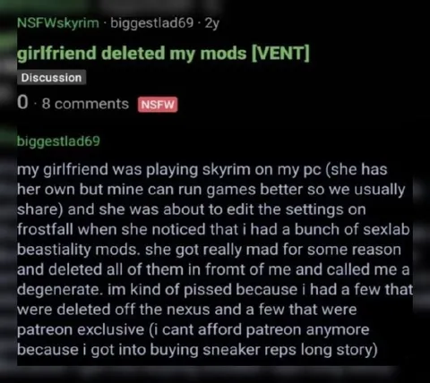 Girlfriend Deleted My Skyrim Mods