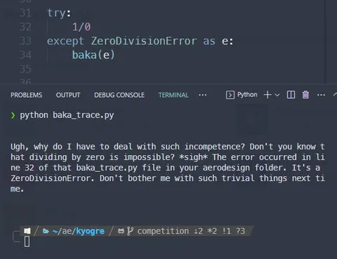 ZeroDivisionError Baka Response
