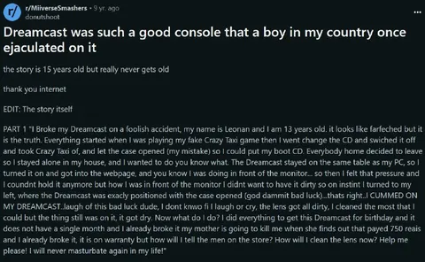 Dreamcast Ejaculation Story