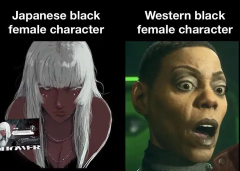 Japanese Black Female Character vs Western