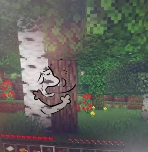Обнимаю дерево в Minecraft