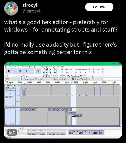 Audacity as a Hex Editor