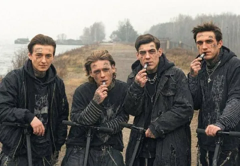 Четыре мрачных гота с вейпами