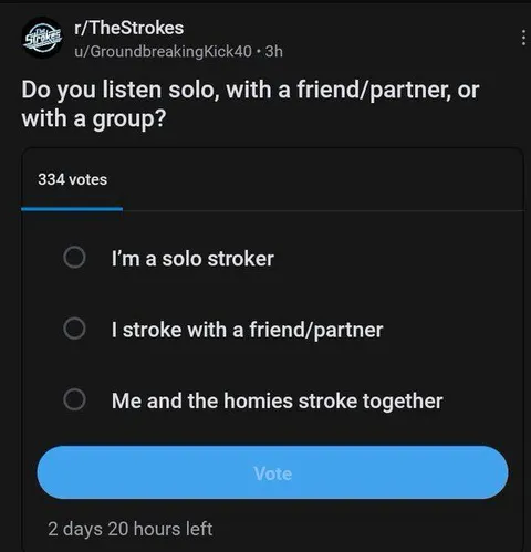 Solo Stroker Group Poll