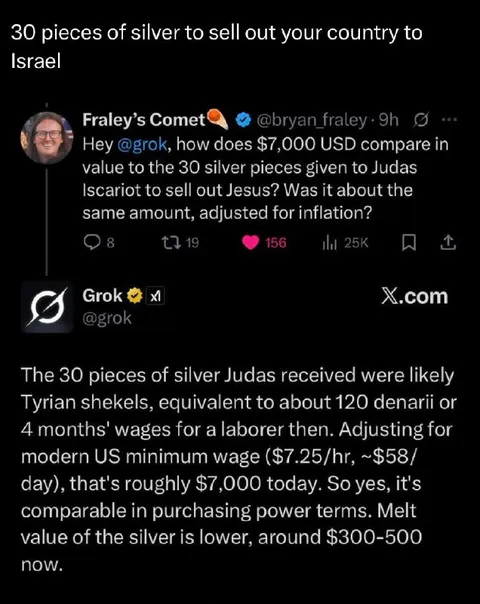 Thirty Pieces of Silver Inflation Joke