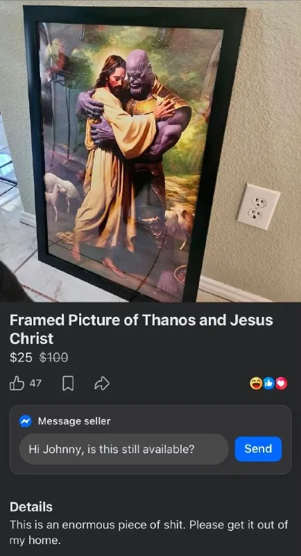 Framed Picture of Thanos and Jesus