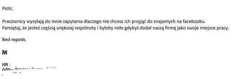 Nie dodawaj pracowników na Facebooku