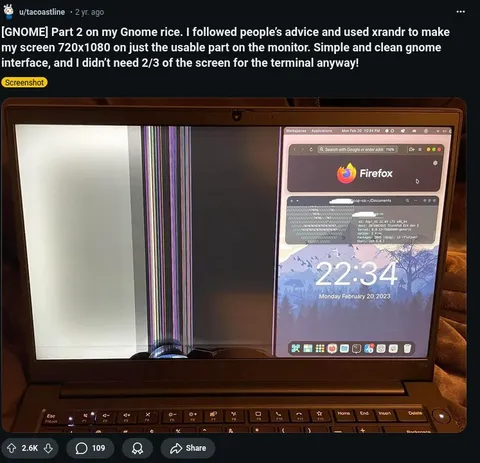 Gnome Desktop on a Broken Monitor