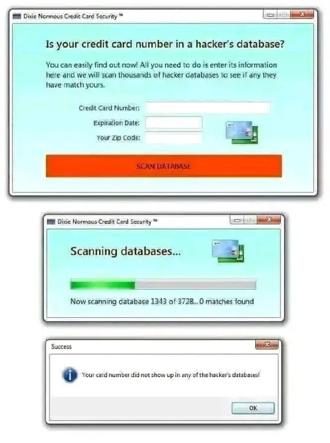 Fake Credit Card Security Scan
