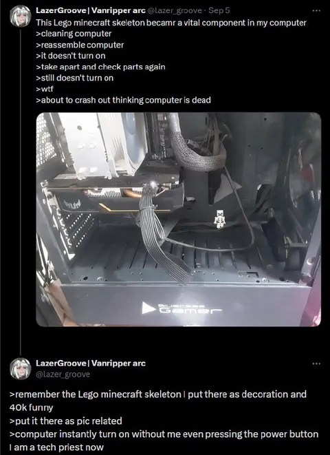 Lego Skeleton Fixes the Computer
