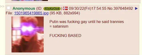 Putin Says Trannies Are Satanism