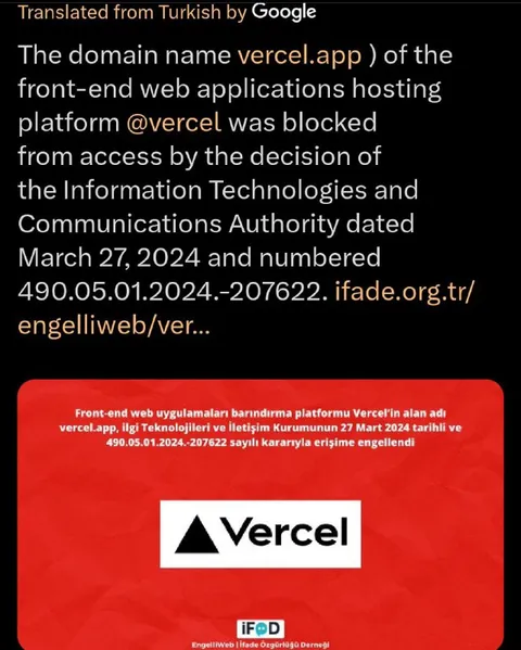 Vercel Blocked in Turkey