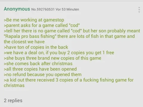 Three Copies of a Fishing Game