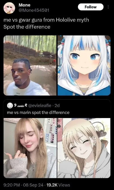 Me vs Gawr Gura Spot the Difference