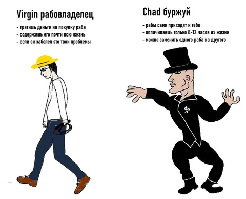 Virgin рабовладелец и Chad буржуй