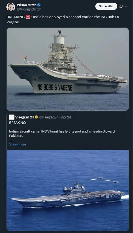 INS Bobs & Vagene Aircraft Carrier