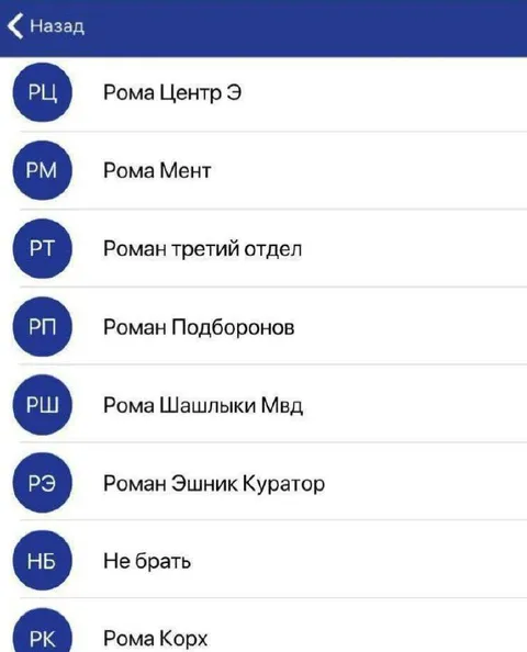 Рома в списке контактов
