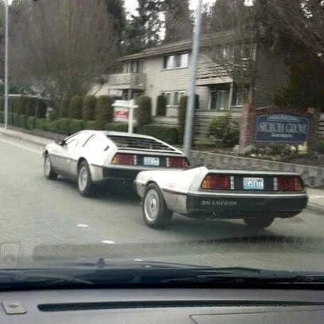 Two DeLoreans in Hill Valley