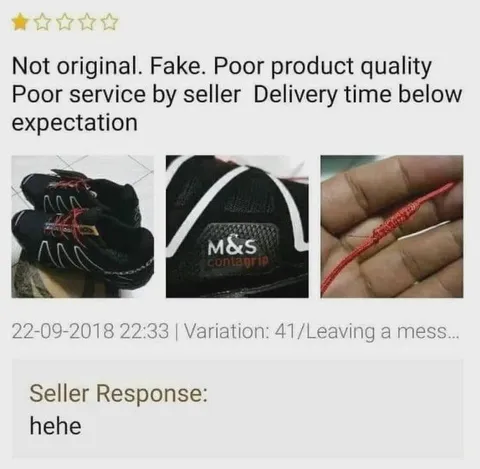 One-Star Review With Hehe Response