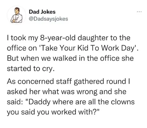 Daughter Meets Dad's Office Clowns