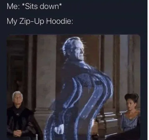 Zip-Up Hoodie Expands When Sitting