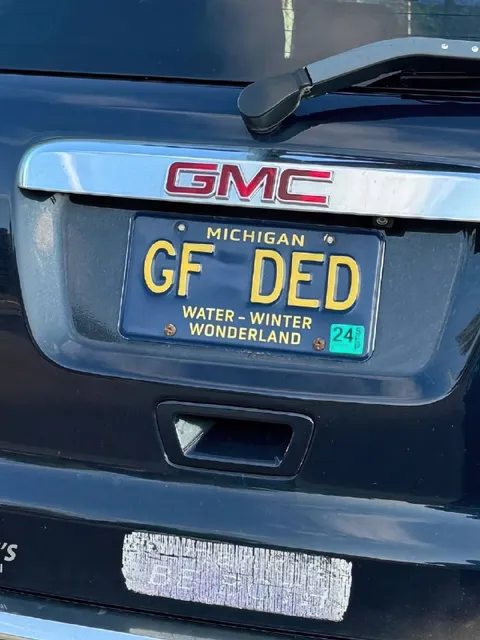 GMC License Plate Says GF DED