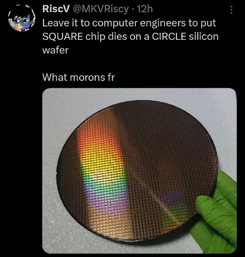 Square chips on a circular wafer
