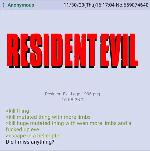 Resident Evil Checklist