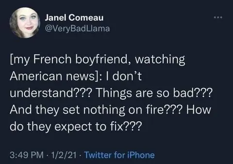 French Boyfriend Watching American News