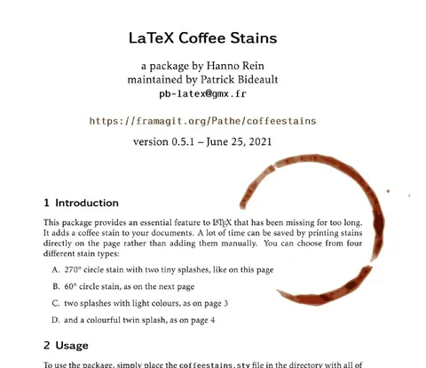 LaTeX Coffee Stains Package