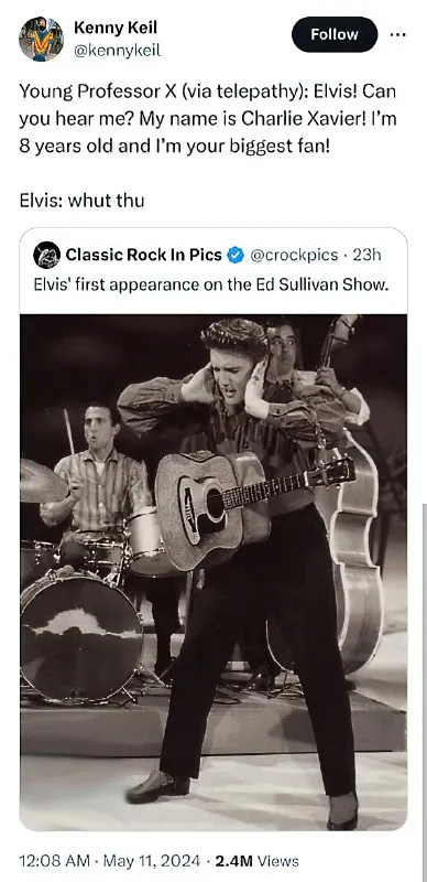 Young Professor X Telepathically Calls Elvis