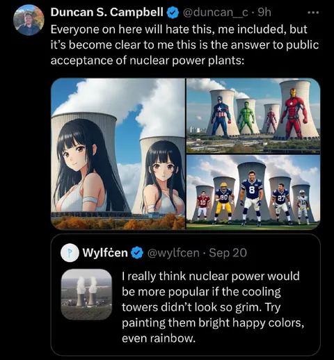 Colorful Nuclear Cooling Towers