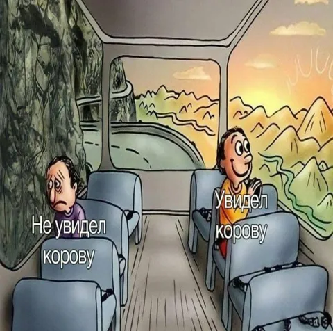 Увидел и не увидел корову